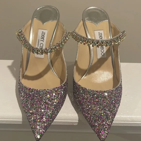 Jimmy Choo Bing 100 Sparkly Mules Size 41 - Picture 4 of 17